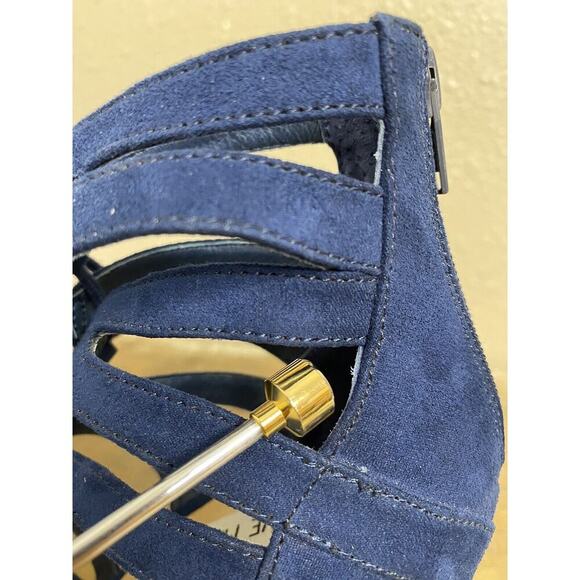 Steve Madden Gal Sandals Sz 6.5‎ Womens Blue Gladiator Lace Up Block Heel - Picture 12 of 14